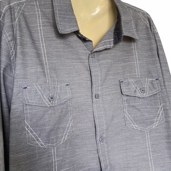 Drill Clothing Company NYC Shirt Button Front Long Sleeve Roll Tab Sleeves Gray - Picture 2 of 9